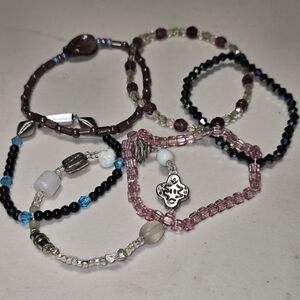 Handmade Crystal Beaded Stretchy Bracelet Lot of 6